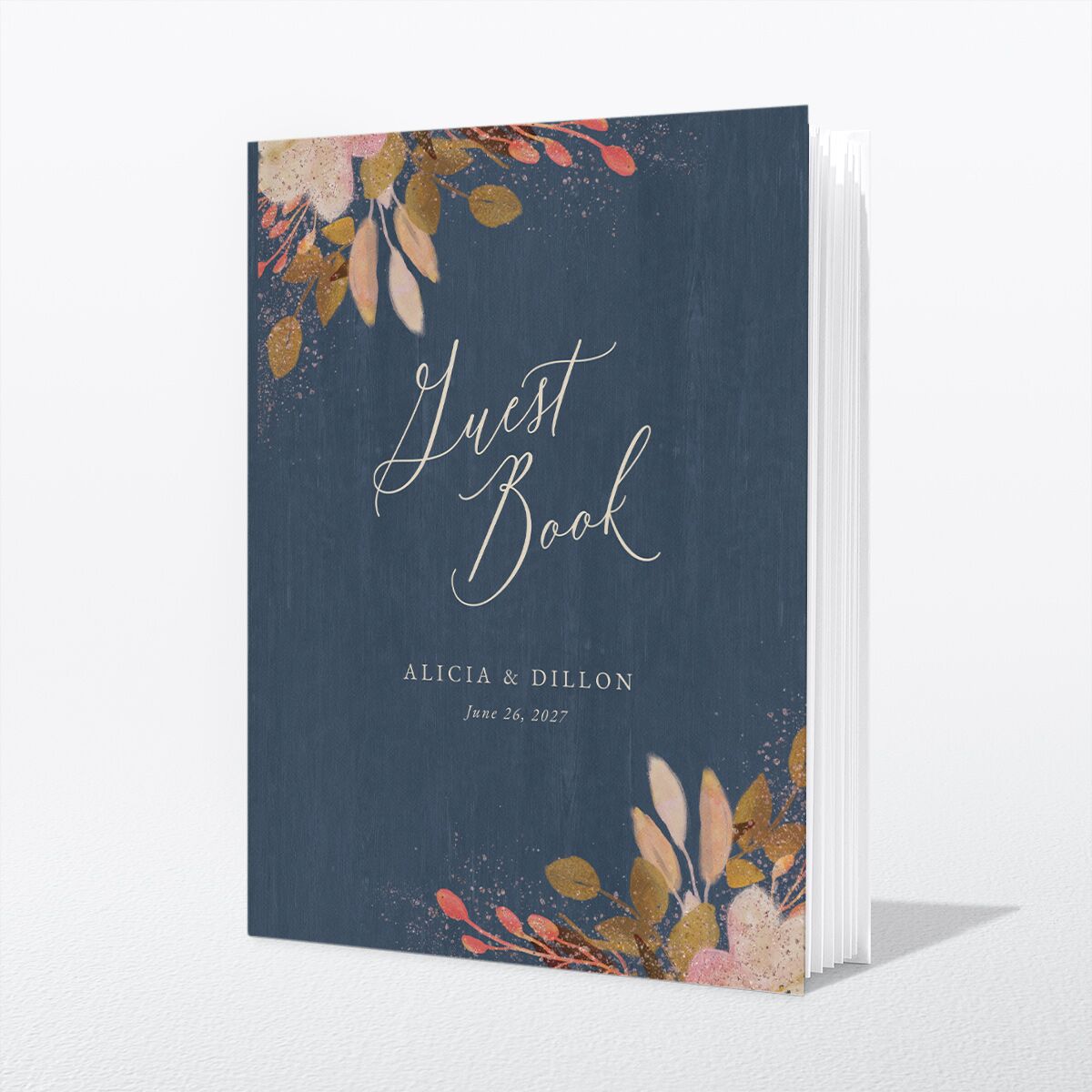 Rustic Leaves Wedding Guest Book front