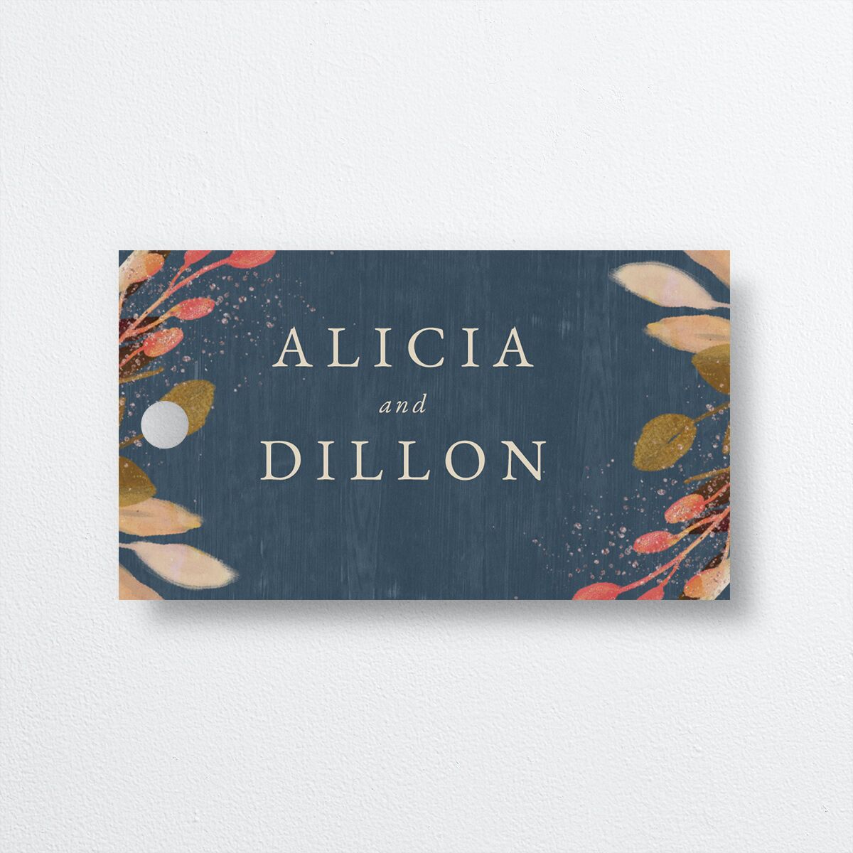 Rustic Leaves Favor Gift Tags front in Blue