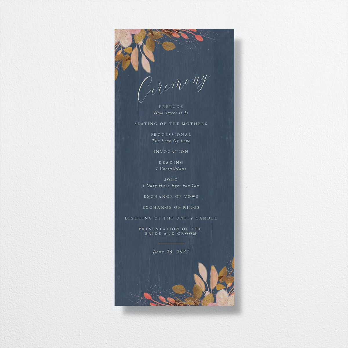 Rustic Leaves Wedding Programs front