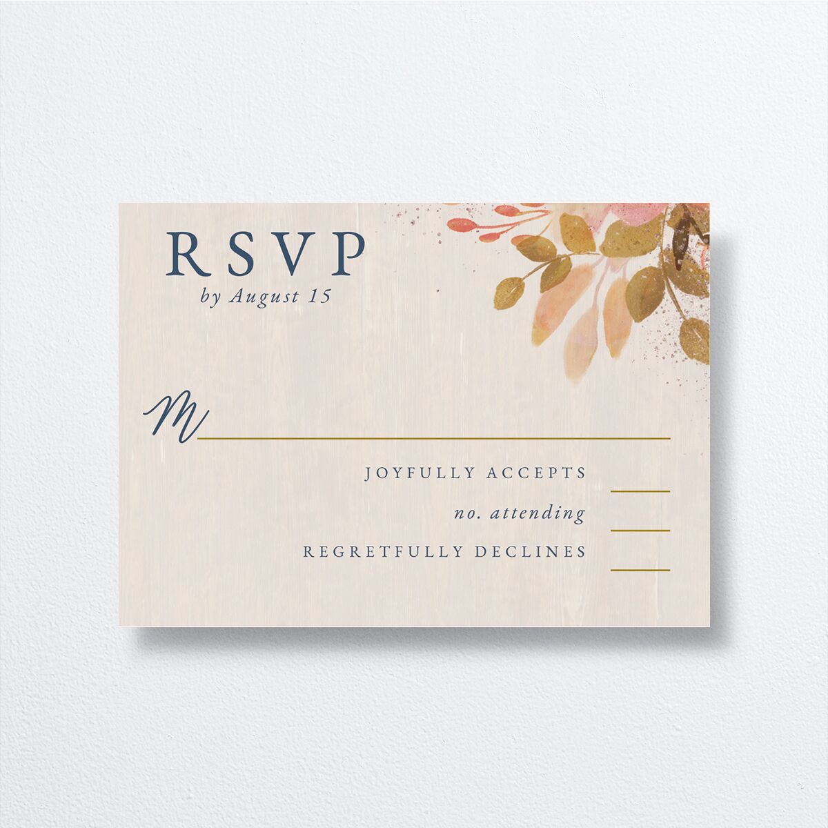 Rustic Leaves Wedding Response Cards front