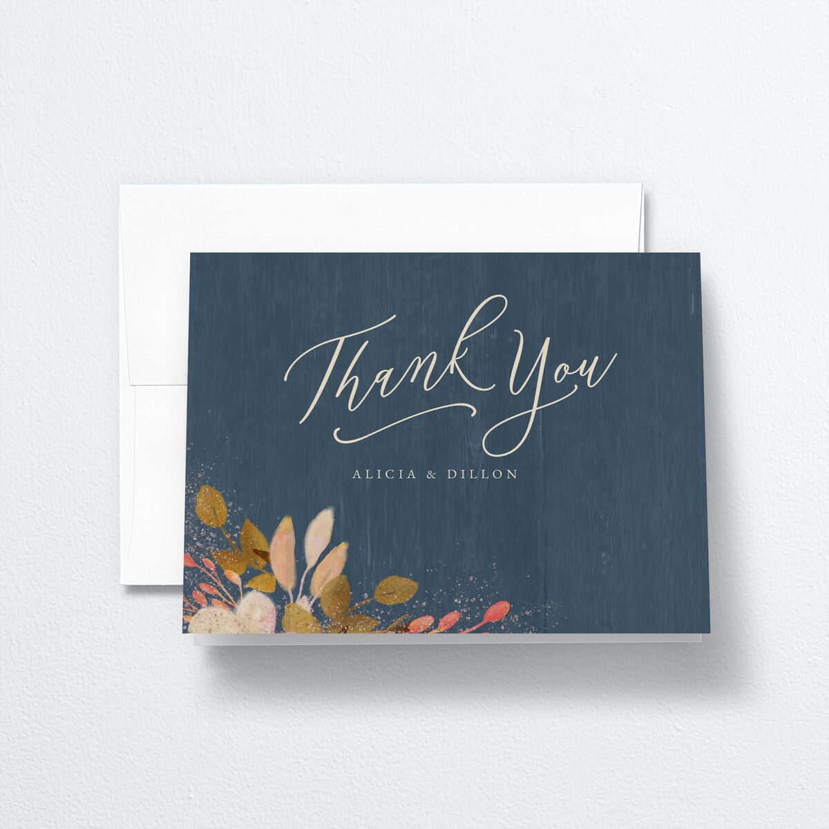 Rustic Leaves Thank You Cards front