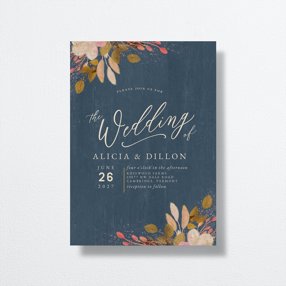Rustic Leaves Wedding Invitations front