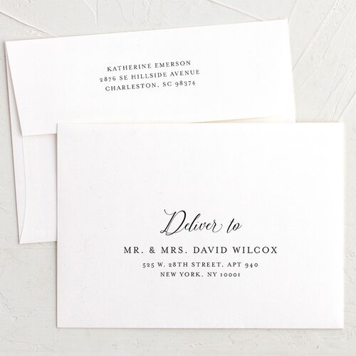 Vintage Luxe Save The Date Card Envelopes White Standard Merlot Both Recipient and Return Addresses Signature