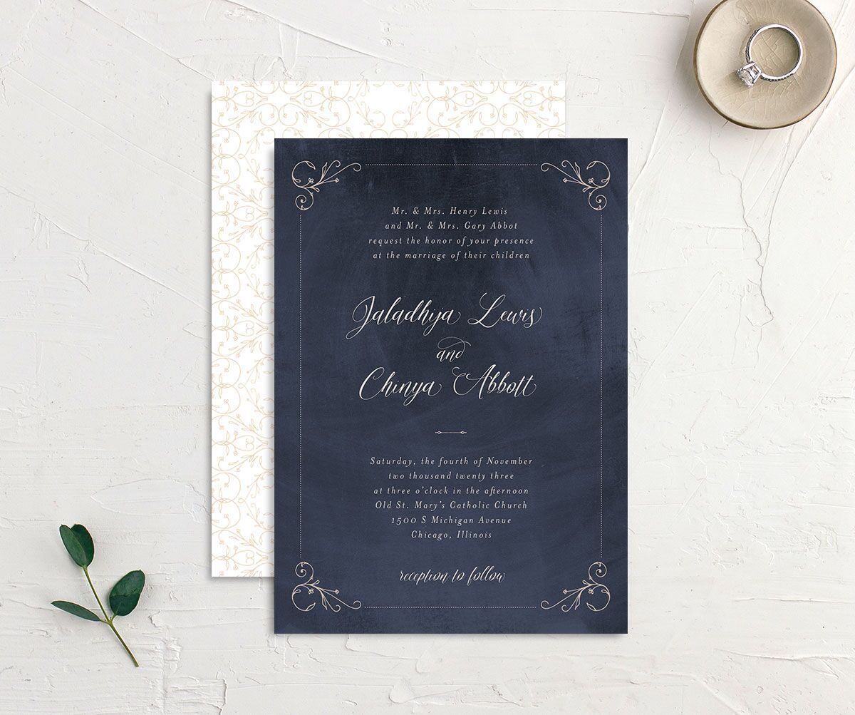 Vintage Luxe Wedding Invitations Royal Blue Signature No