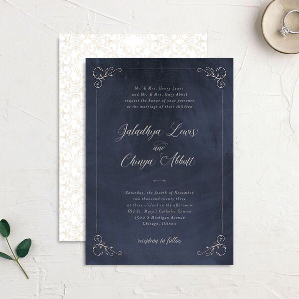 Vintage Luxe Wedding Invitations Royal Blue Signature No