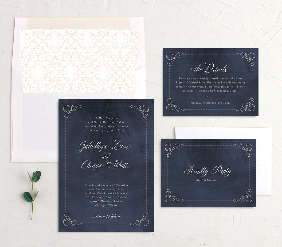 Vintage Luxe Wedding Invitations Royal Blue Signature No