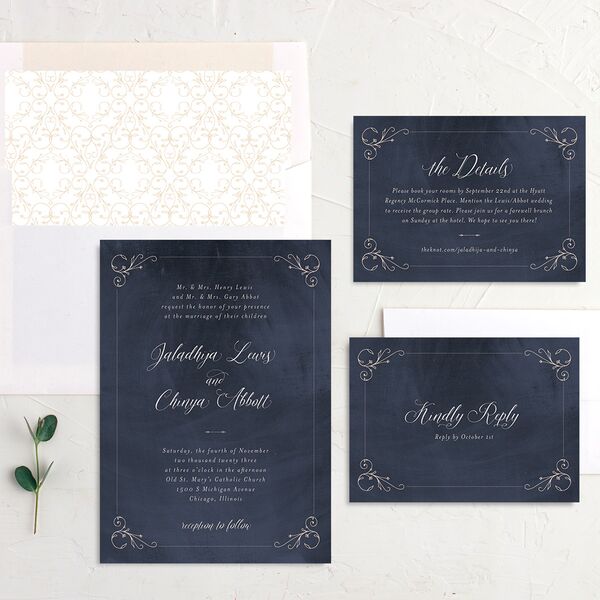 Vintage Luxe Wedding Invitations Royal Blue Signature No