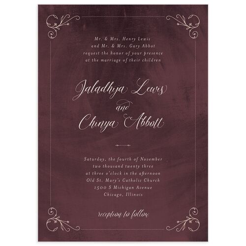 Vintage Luxe Wedding Invitations Merlot Signature Blank No