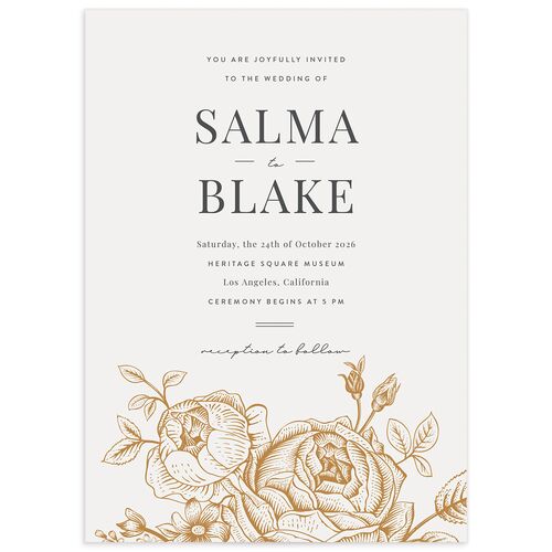 Etched Botanical Wedding Invitations Marigold Signature No