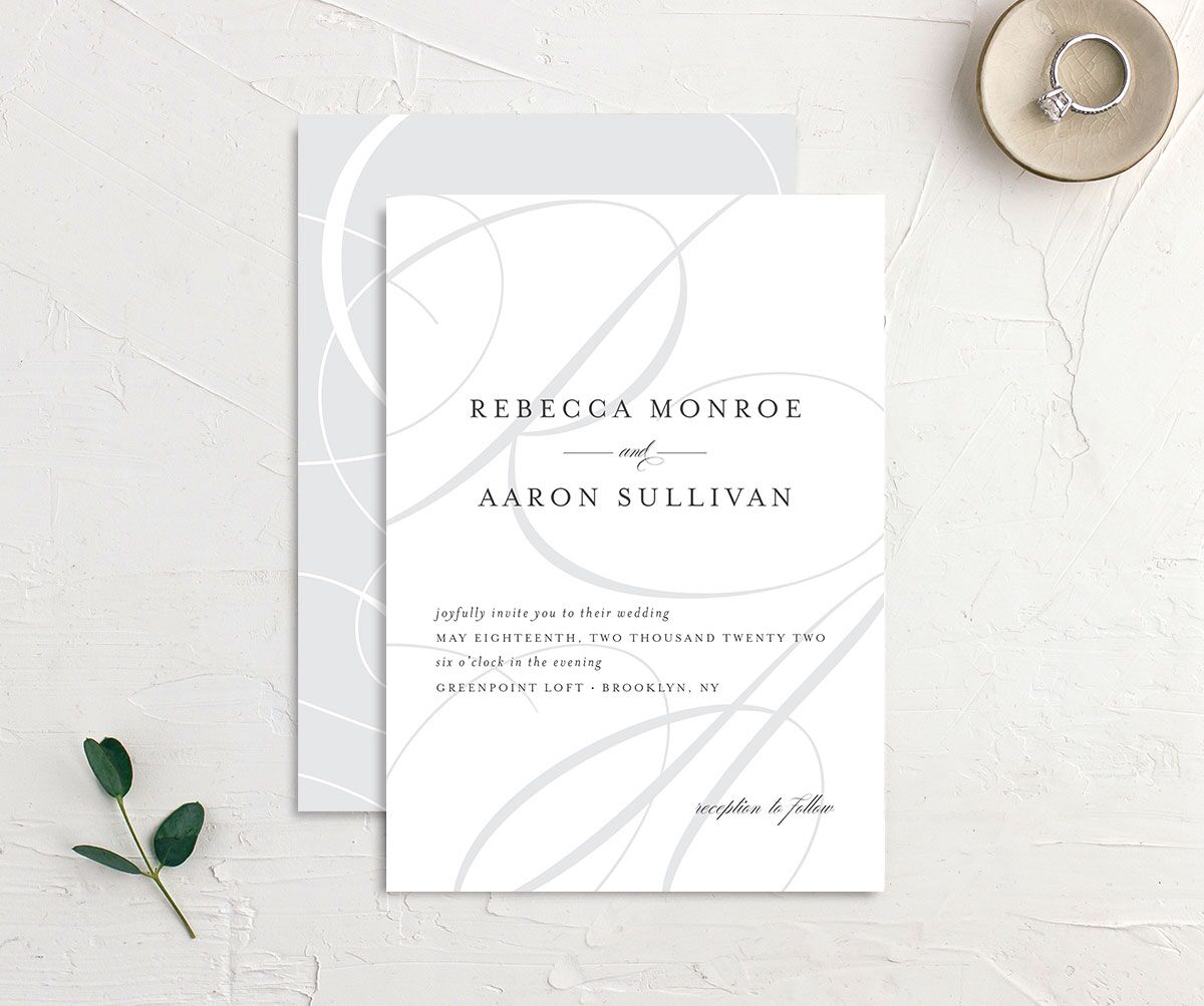 Elegantly Initialed Wedding Invitations Mist Signature No