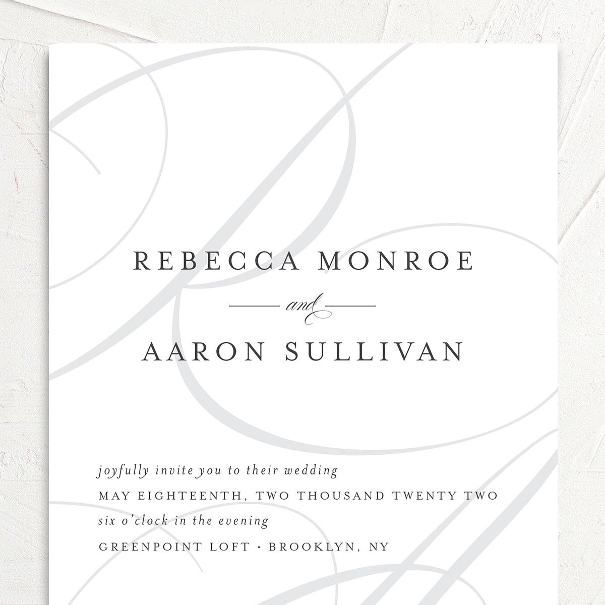 Elegantly Initialed Wedding Invitations Mist Signature No