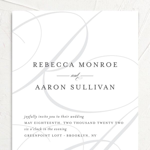 Elegantly Initialed Wedding Invitations Mist Signature No