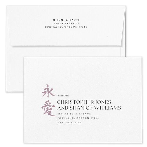 Eternal Ink Wedding Invitation Envelopes White Lilac Both Recipient and Return Addresses Standard Signature