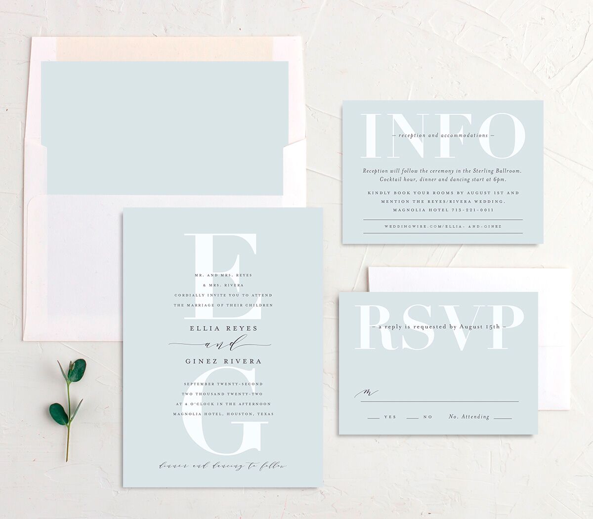 Custom Monogram Wedding Invitations suite
