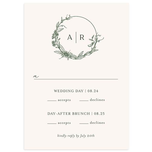 Botanical Arch Wedding Response Cards Hunter Green Signature Standard