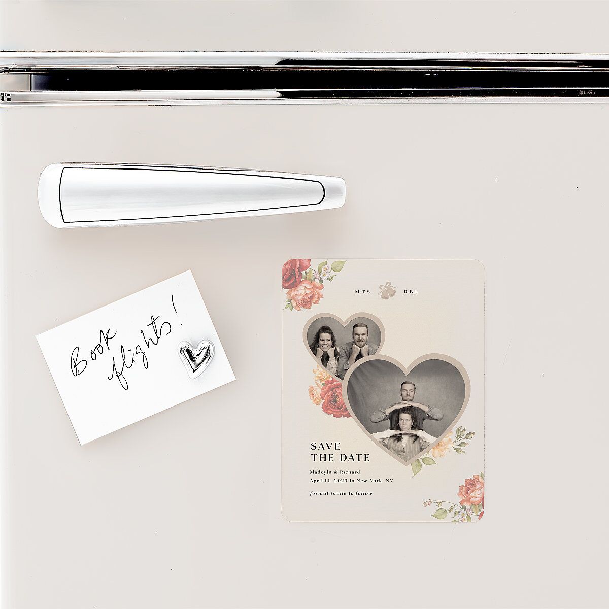 Vintage Awkward Photo Hearts Save The Date Magnets Barely Peach Magnet Paper