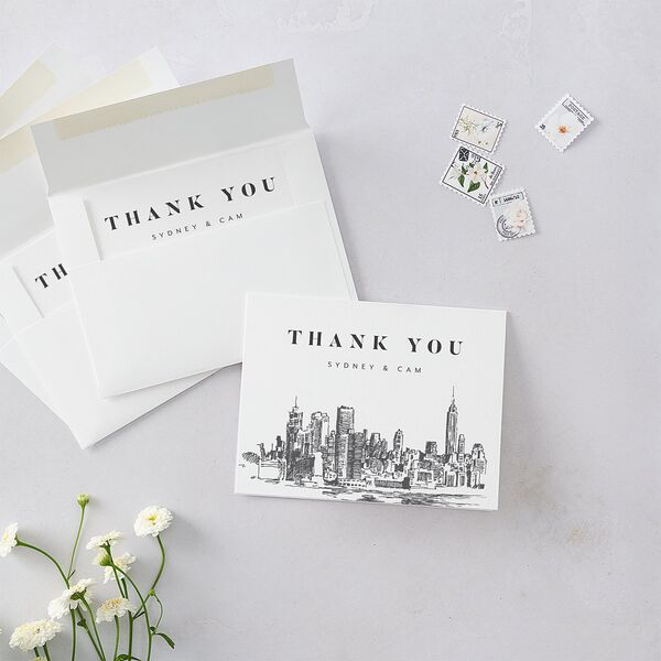 Love in NYC Thank You Cards Medieval Grey