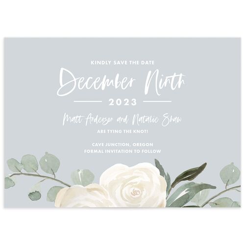 Wintry Floral Save The Date Cards - White