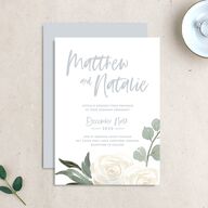 Wintry Floral Wedding Invitations Pure White Signature No