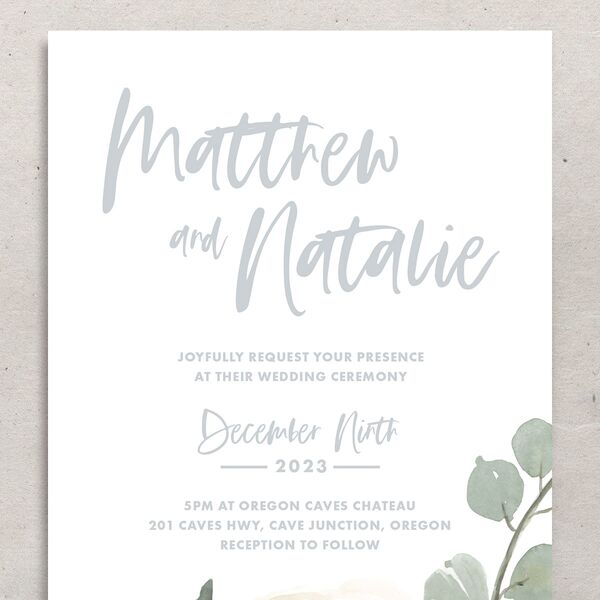Wintry Floral Wedding Invitations Pure White Signature No