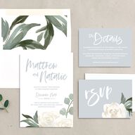Wintry Floral Wedding Invitations Pure White Signature No