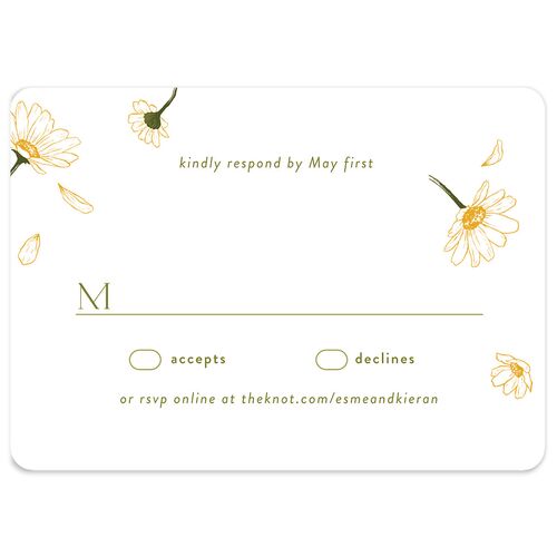 Monogram Daisies Wedding Response Cards Olive Signature Rounded