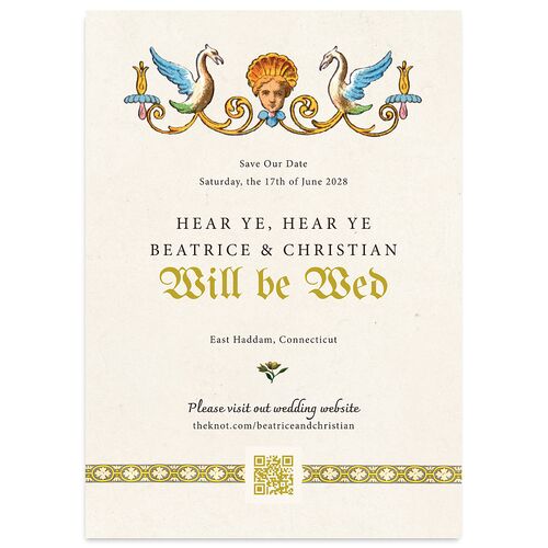 Medieval Renaissance Save the Date Cards Moss Signature smooth Blank Standard No