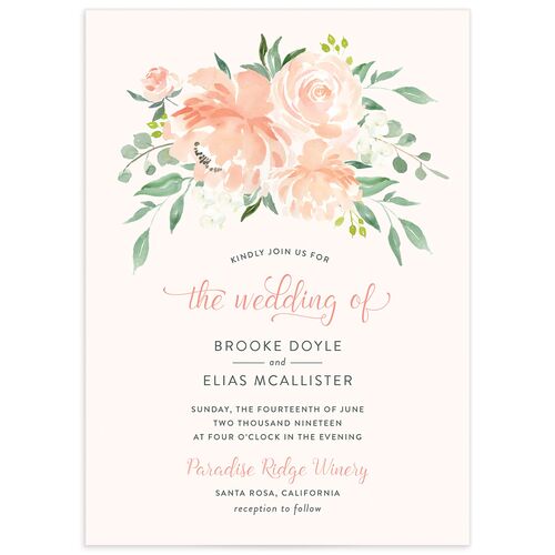 Romantic Floral Wedding Invitations Peach Fuzz Signature