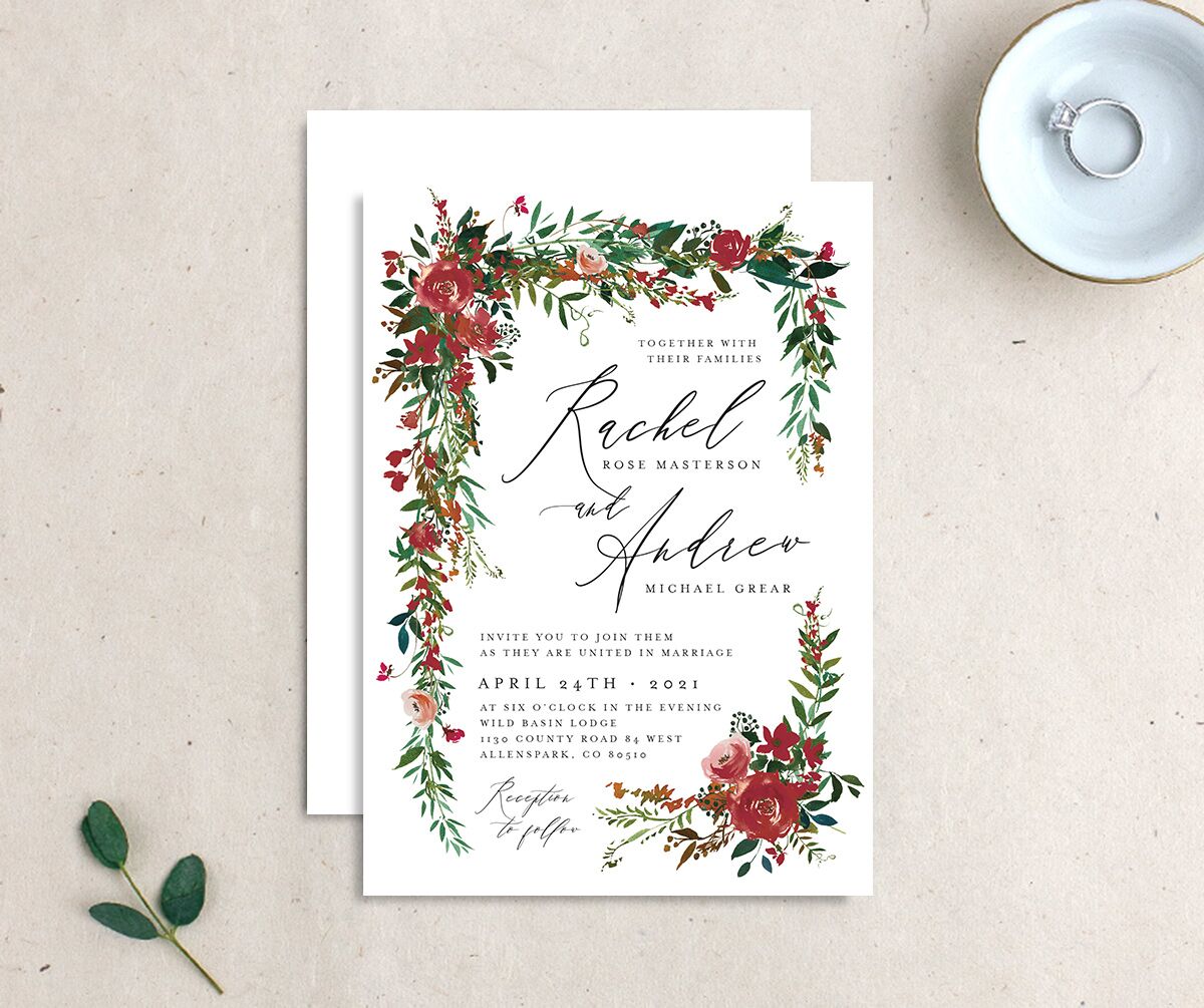 Cascading Altar Wedding Invitations Deep Claret Signature No