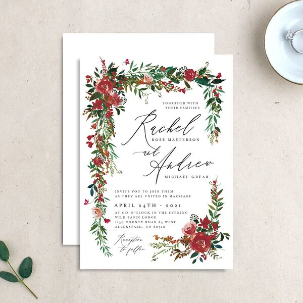 Cascading Altar Wedding Invitations Deep Claret Signature No
