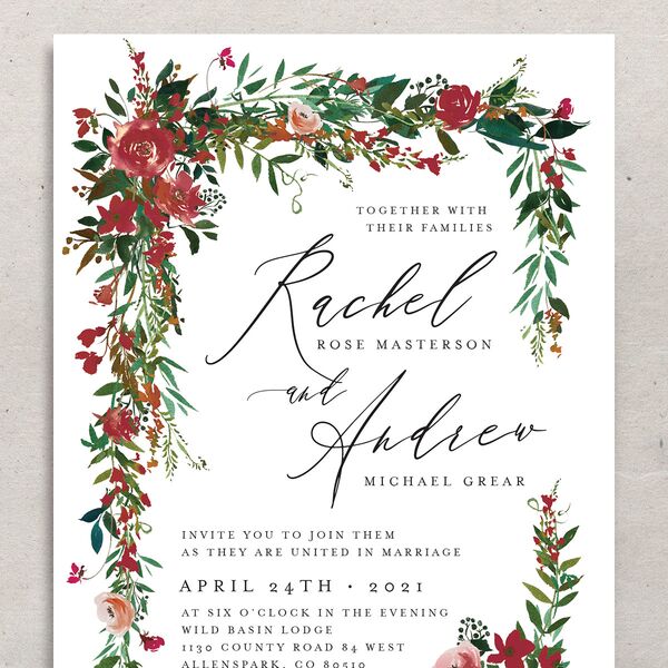 Cascading Altar Wedding Invitations Deep Claret Signature No