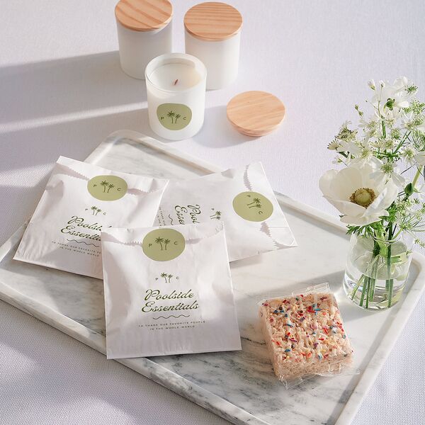 Cabana Stripes Wedding Day Paper Favor Bags Olive White Wax-Lined Food Safe Paper