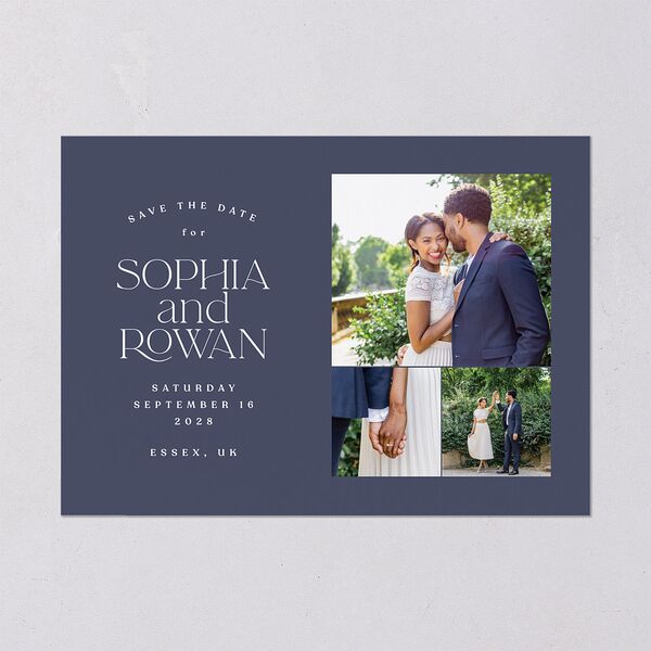 Classic Stack Save The Date Cards Midnight Navy Signature smooth Blank No Standard