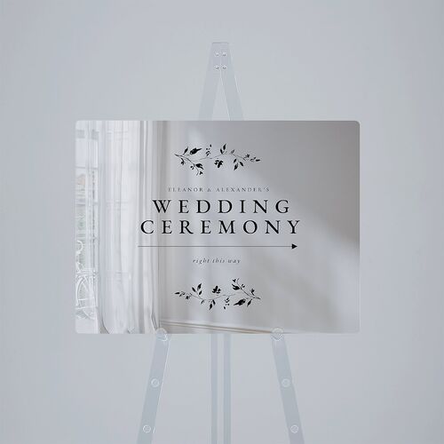 Timeless Floral Mirrored Acrylic Direction Sign Medium Charcoal Mirrored Acrylic M Direction Standard