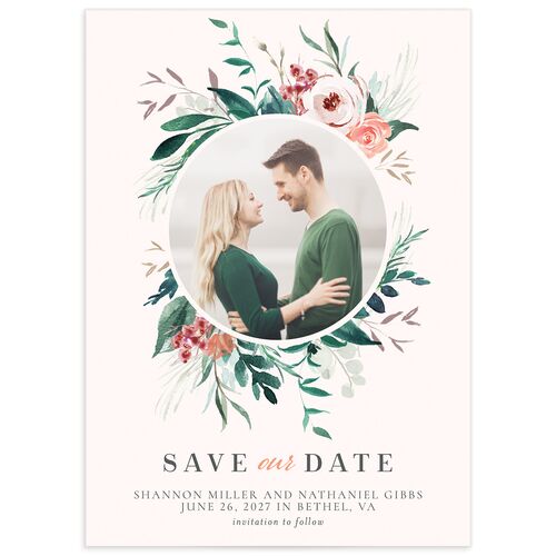 Wild Wreath Save The Date Cards - Pink