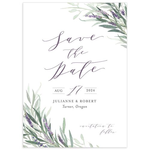 Lavender Sage Save The Date Cards Plum Signature smooth No