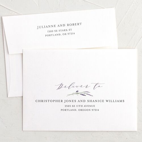 Lavender Sage Thank You Card Envelopes White Standard Plum Both Recipient and Return Addresses