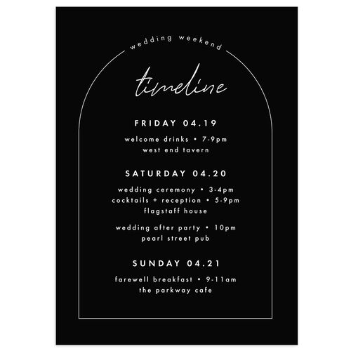 Arched Photo Itinerary Cards Charcoal Signature Standard