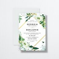 Painted Greenery Wedding Invitations Pure White Signature No
