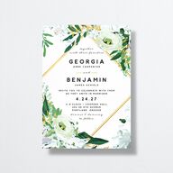 Painted Greenery Wedding Invitations Pure White Signature No