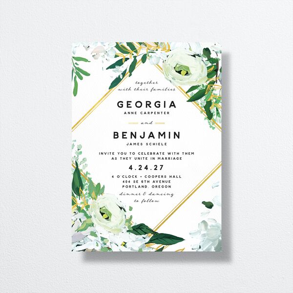 Painted Greenery Wedding Invitations Pure White Signature No