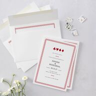 Las Vegas Playing Card Rehearsal Dinner Invitations Jewel Red Signature Blank Standard