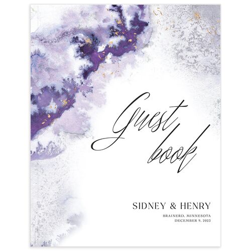 Painted Ethereal Wedding Guest Book Jewel Purple