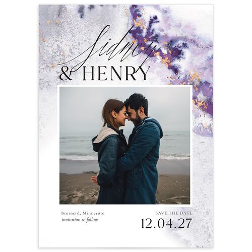 Painted Ethereal Save The Date Cards - Purple