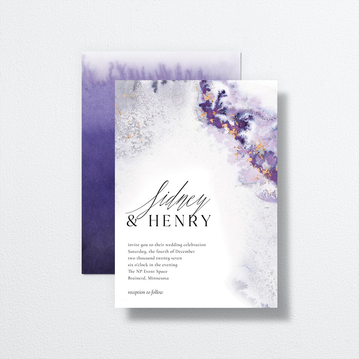 Painted Ethereal Wedding Invitations Jewel Purple Signature No