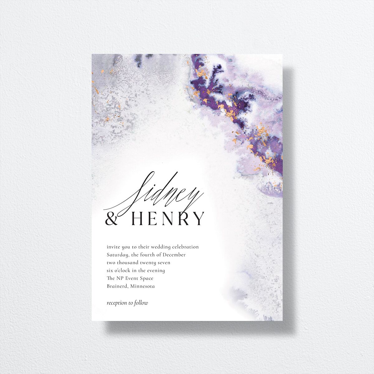 Painted Ethereal Wedding Invitations Jewel Purple Signature No
