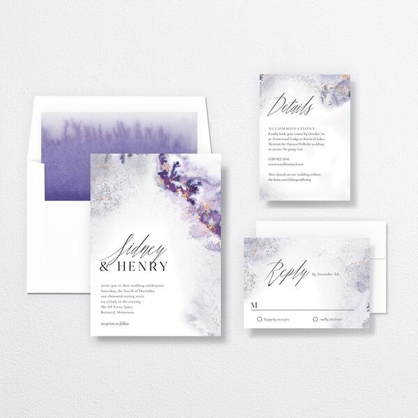 Painted Ethereal Wedding Invitations Jewel Purple Signature No