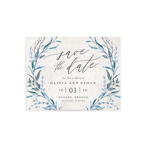 Natural Laurel Save the Date Petite Cards - Blue