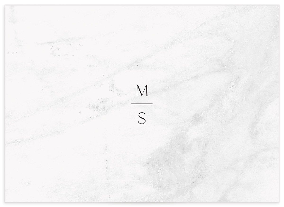 Minimal Marble Wedding Response Cards back in grey