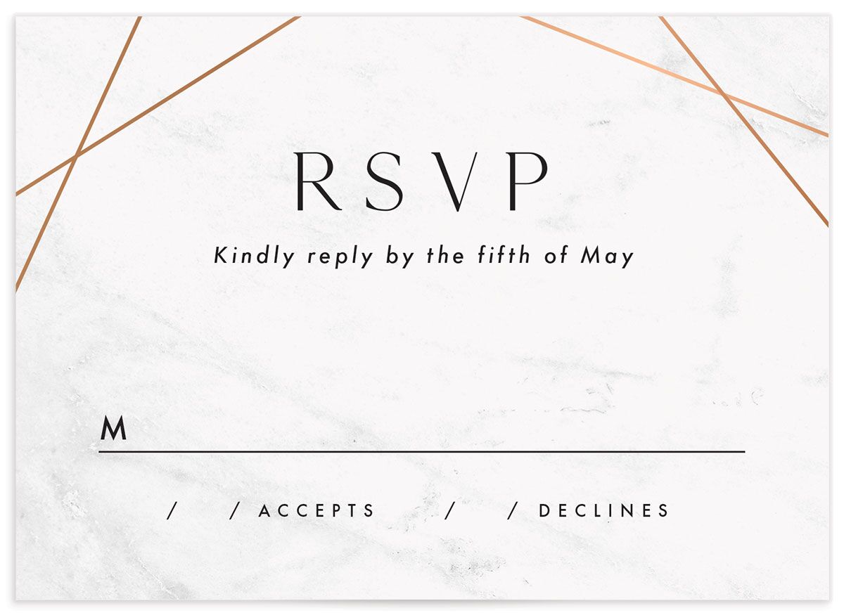 Minimal Marble Wedding Response Cards front in grey